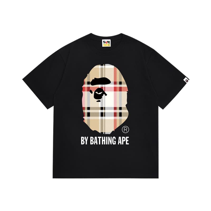 Long-Term Supply of Trendy Cross-Border Wholesale Foreign Trade Dropshipping 260g Heavyweight Bape Ape Head Shark Short Sleeves