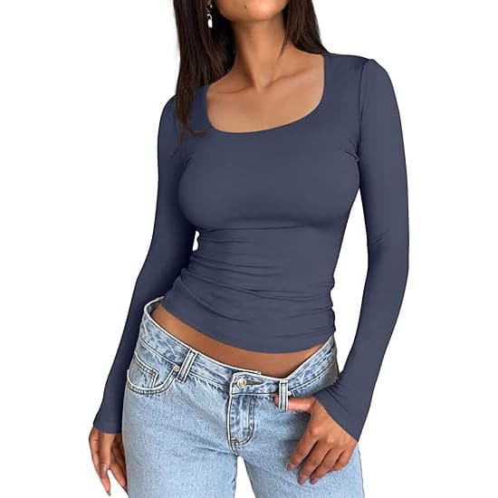 Cross-border AliExpress Amazon Women's Short Sleeve Standalone Solid Color European and American Style Square Neck Slim Fit T-Shirt