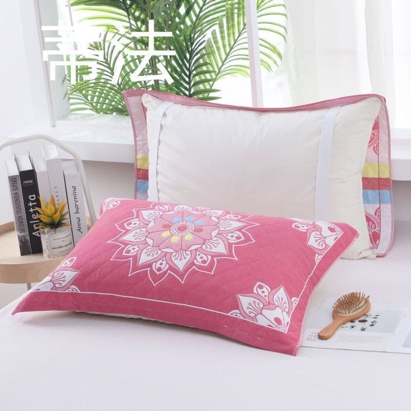 Cotton Gauze Pillowcase with Ties, Non-Slip Pillow Pad, High-End Household Single New Wholesale