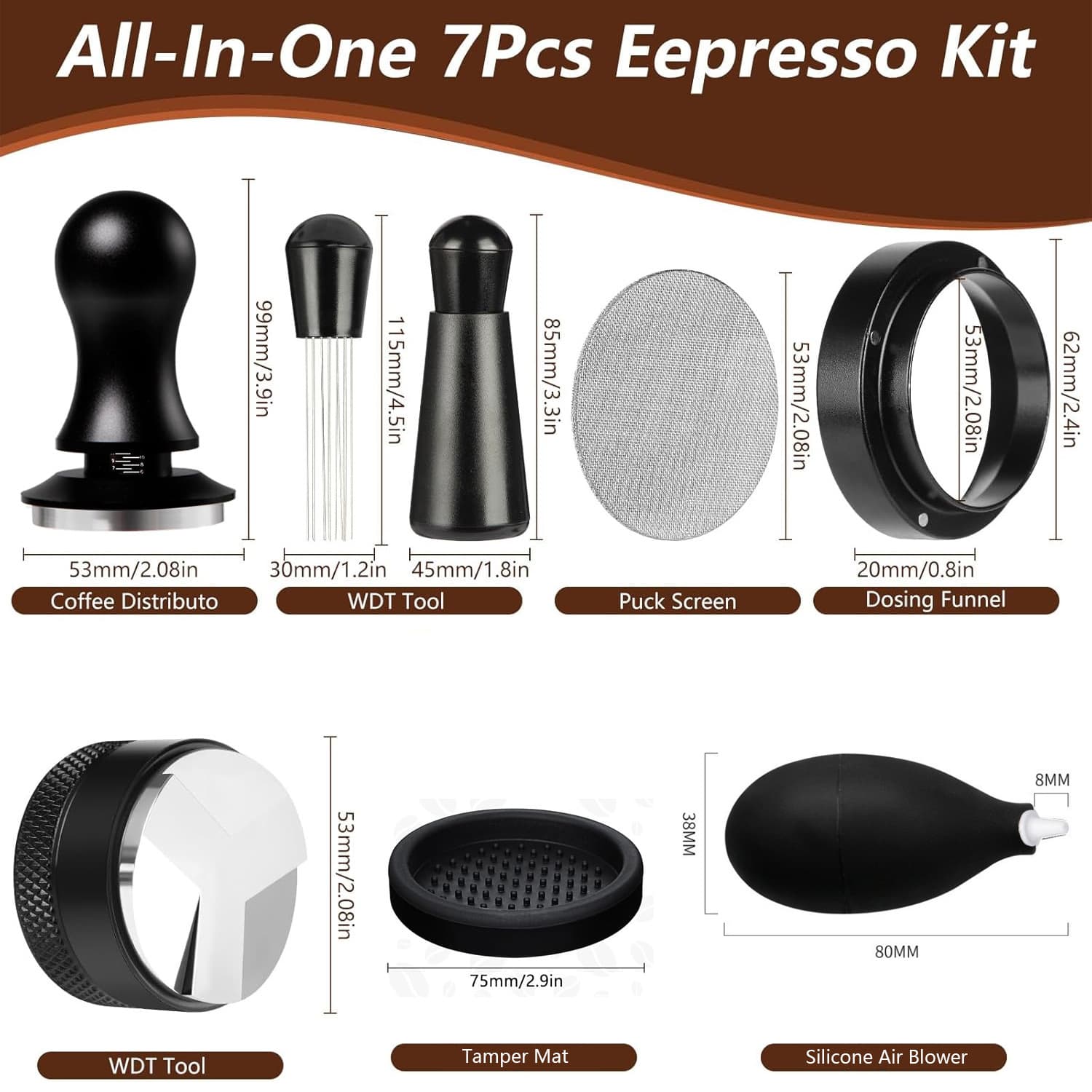 Cross-border Amazon coffee press powder cloth powder needle seven-piece coffee utensil set coffee powder hammer