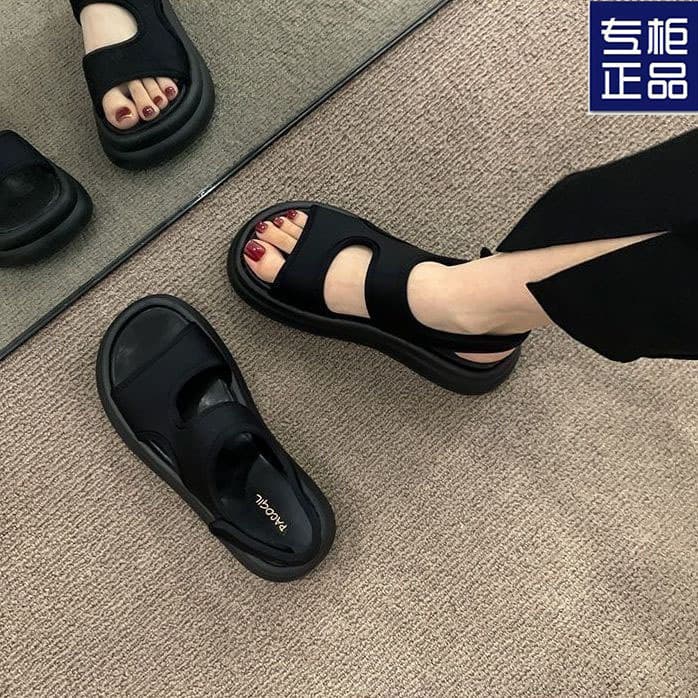 Women's Platform Sandals 2026 Summer New Thick-Soled Velcro Lightweight Versatile Campus Outdoor Beach Shoes