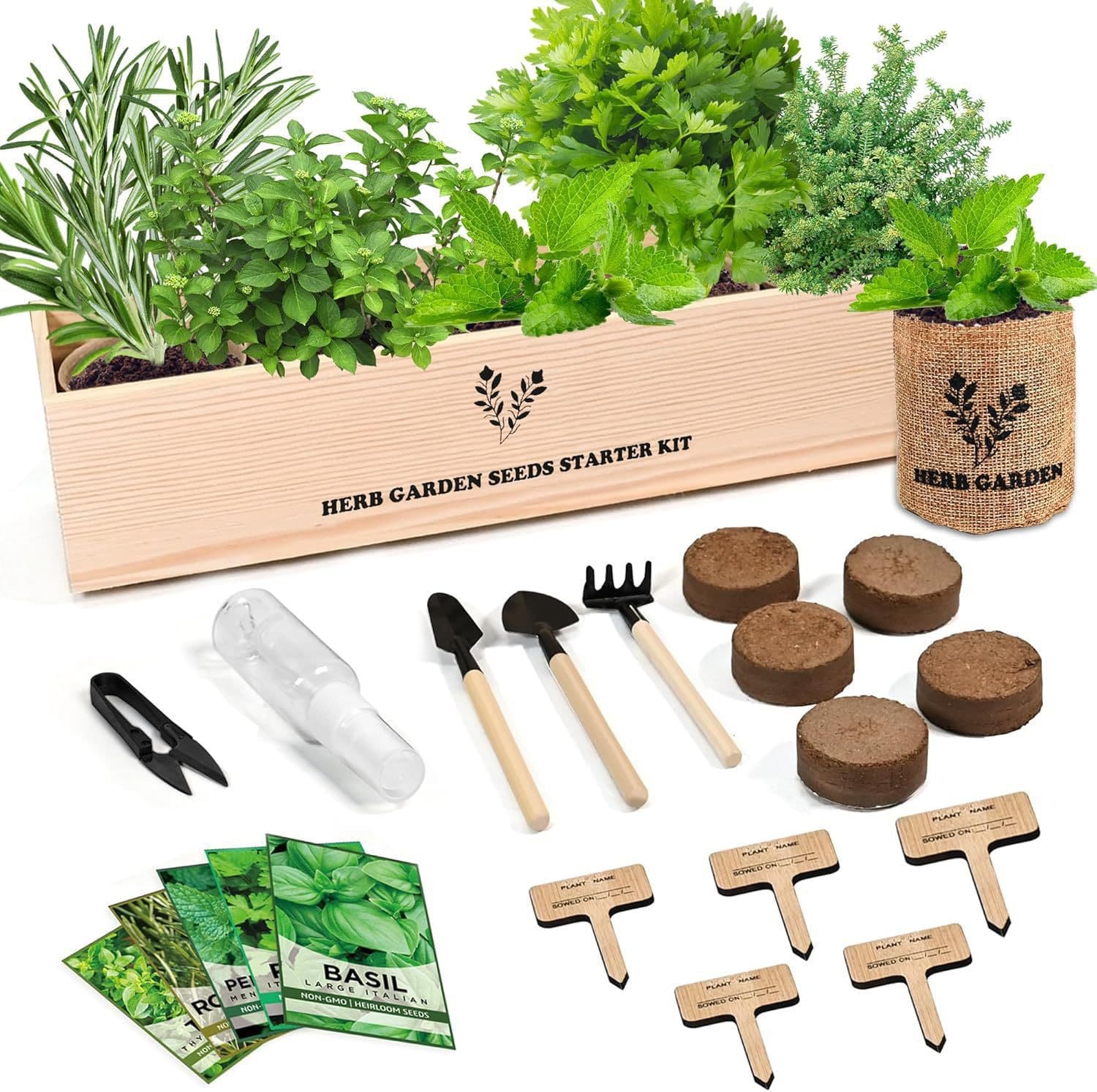 Cross-border Amazon Indoor Planting Kit, Creative Wooden Flower Pot, Children's and Adult Planting Flower Herb Set