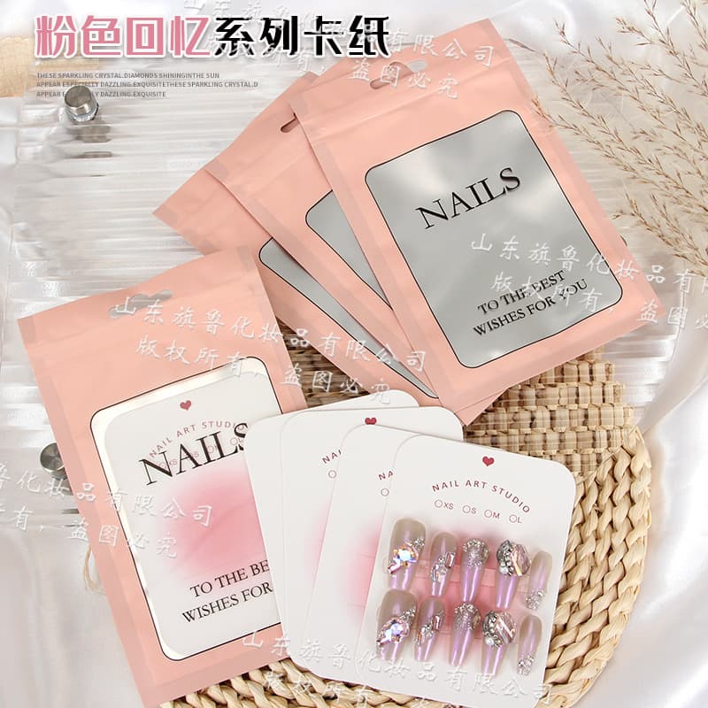 Light luxury wear nail display card nail art small cardboard packaging bag work sample background nail art photo props