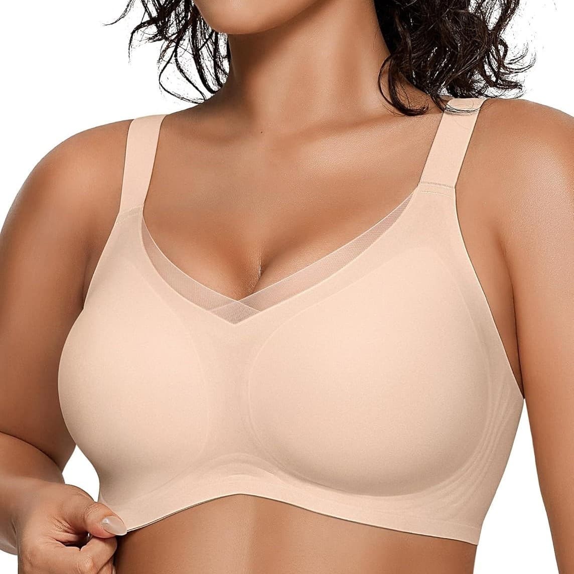 OEAK Women's Wireless Jelly Bras V Mesh Comfortable Bralette