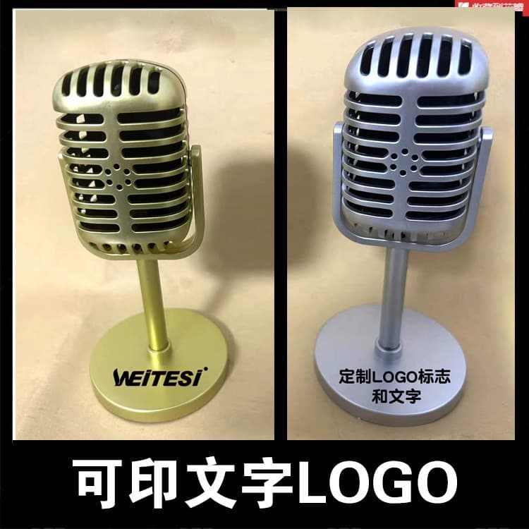 Vintage Microphone Prop Desktop Decoration with Logo Printing