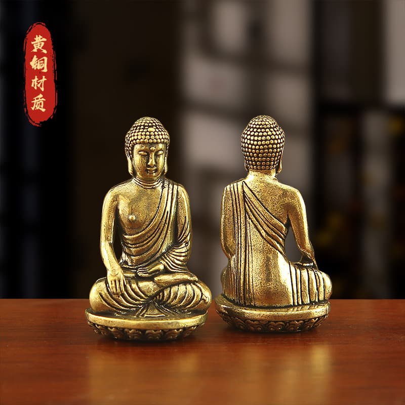 Mahavairocana Buddha Brass Statue Ornament Offering Creative Pocket Buddha Home Decor Vintage Antique Finish Portable Car
