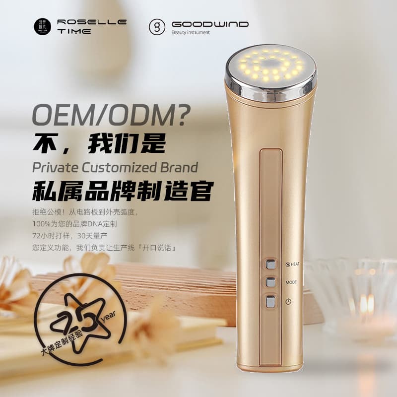 Custom wholesale home electronic beauty instrument facial massager LED color light infusion skincare device for skin rejuvenation.