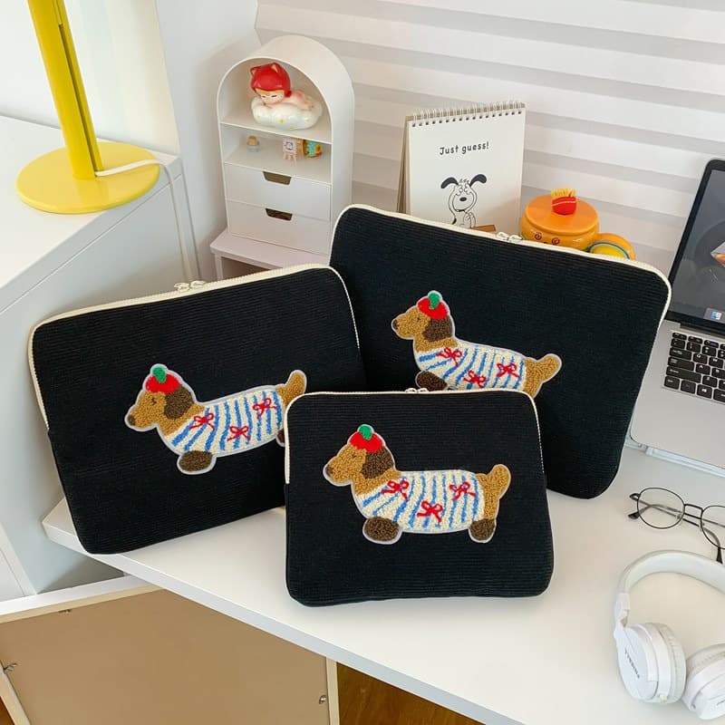 Korean-style Instagram-worthy solid color cartoon sticker tablet storage bag, 14/15 inch laptop sleeve