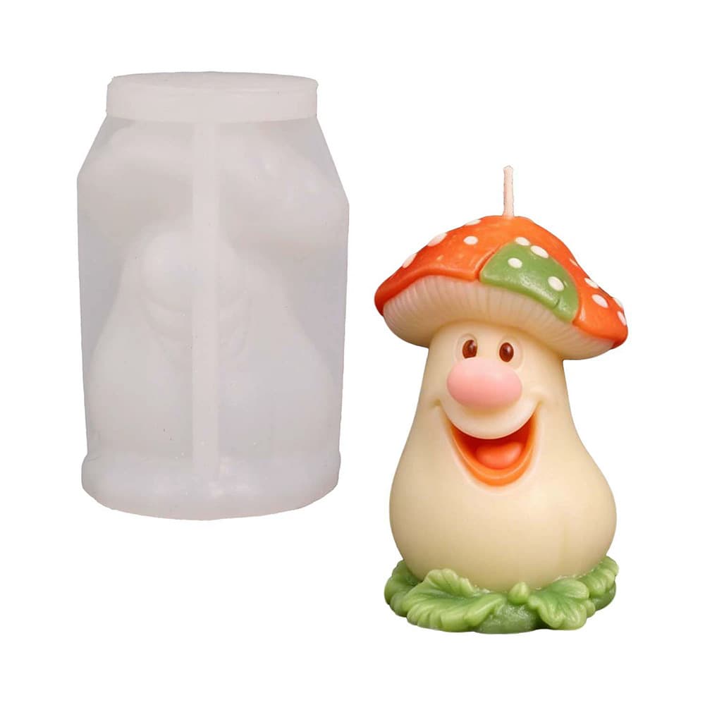 Cute Smiley Mushroom Aroma Diffuser Epoxy Candle Mold DIY Smiling Mushroom Desktop Decoration Resin Silicone Mold