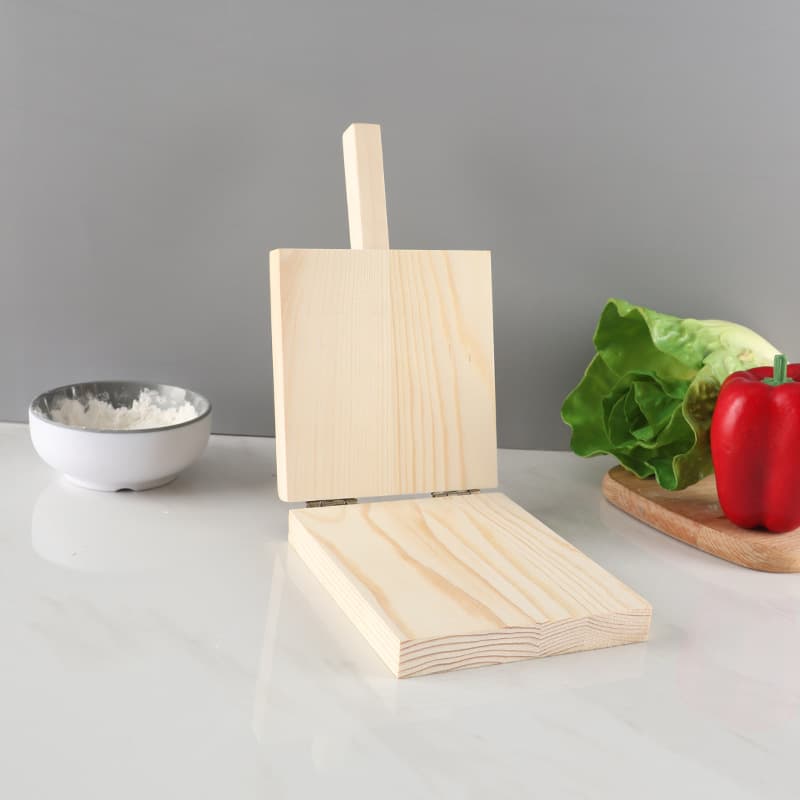 Wooden Dumpling Wrapper Press Tool, Home Dumpling Mold and Rolling Pin Set, Wooden Dumpling Skin Press Board
