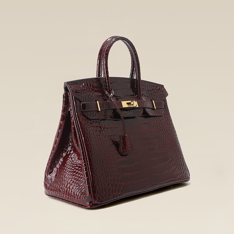 Crocodile pattern platinum toe cowhide hand-carried genuine leather women's bag large-capacity commuter handbag high-end light luxury armpit bag