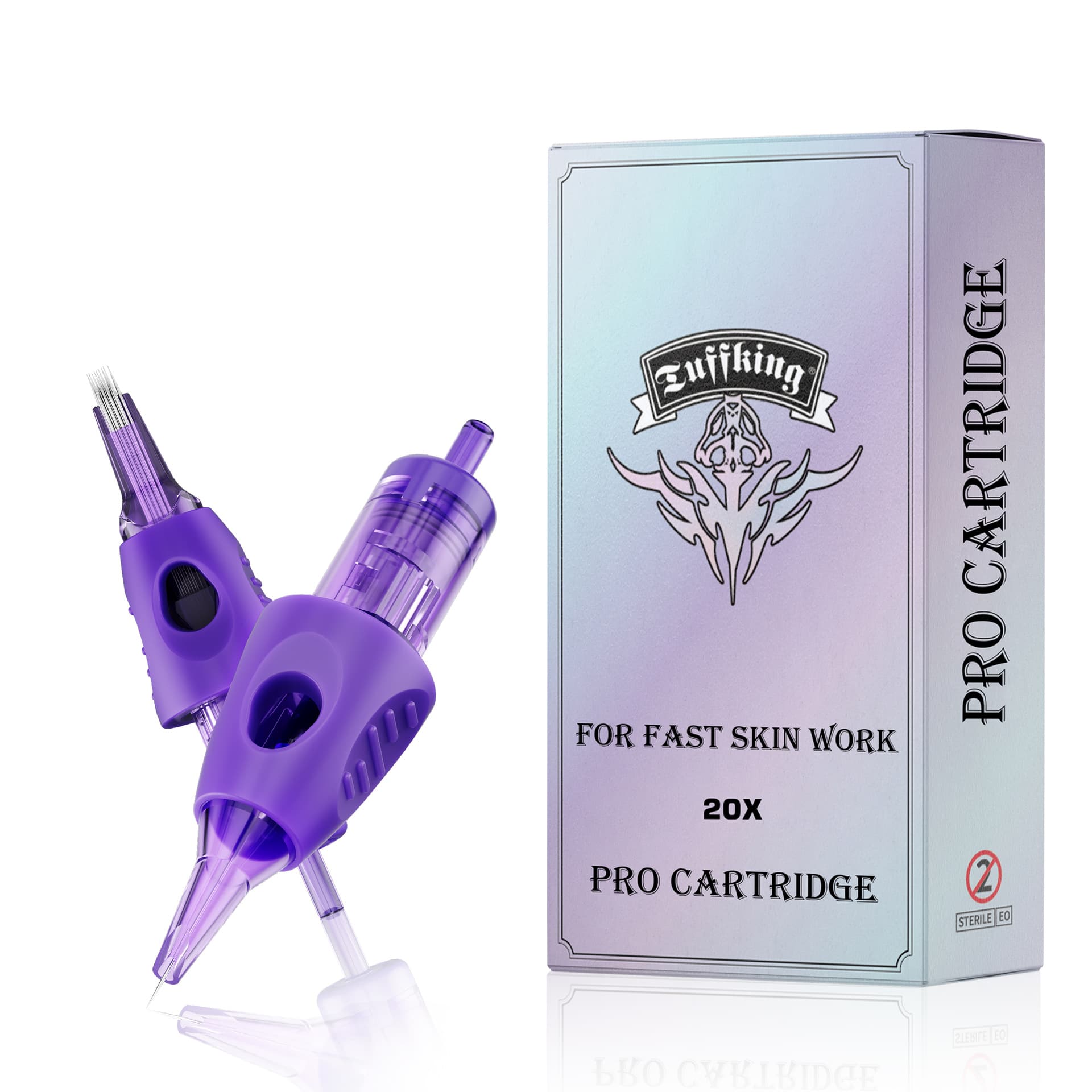 Tuffking Tattoo Integrated Needle Purple Rubber Grip, Closed Round Needle for Lining and Shading, Arc Row Tattoo Needle