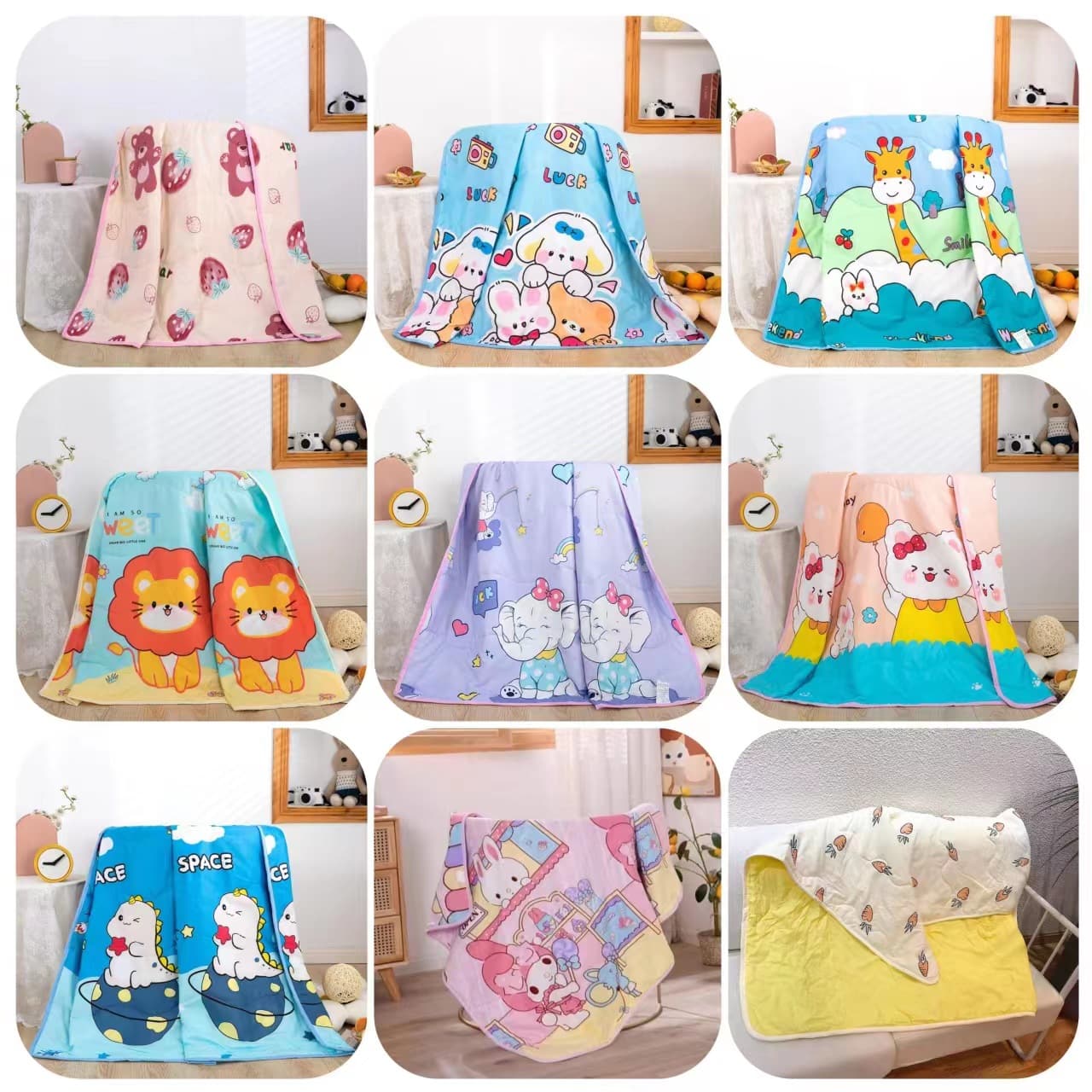 Micro-Business New Washed Cotton Children's Quilt, Kids Summer Cool Quilt, Baby Small Quilt, Kindergarten Nap Children's Air Conditioning Quilt