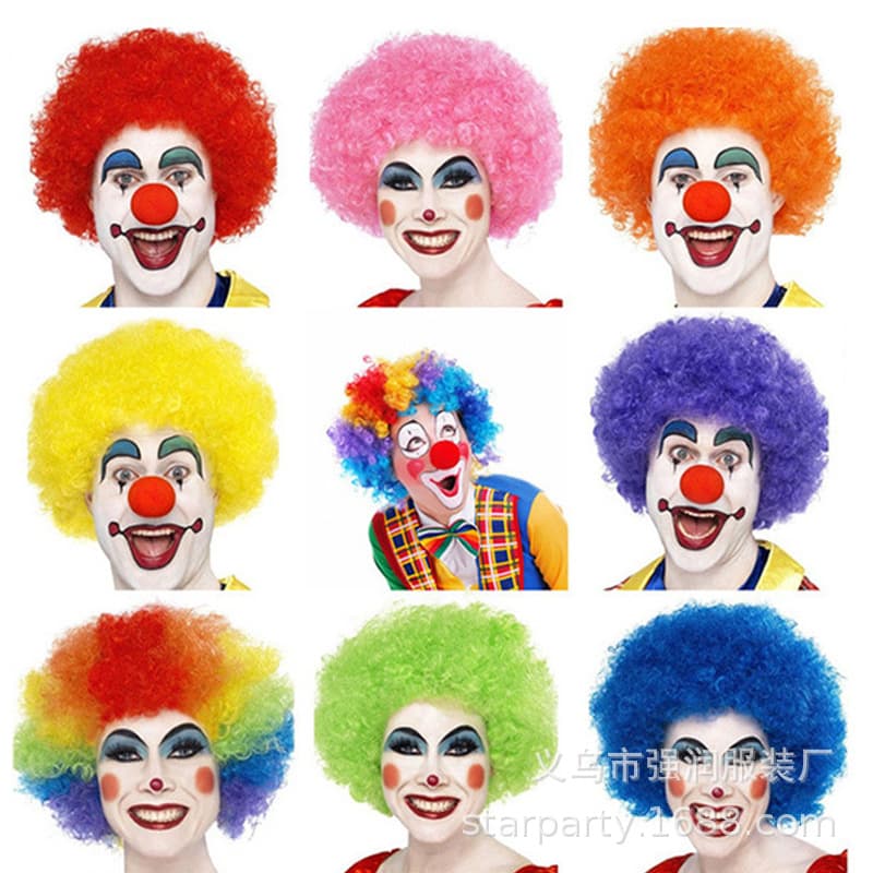 Clown performance wig wholesale event props Halloween funny funny colorful headgear fans fluffy afro