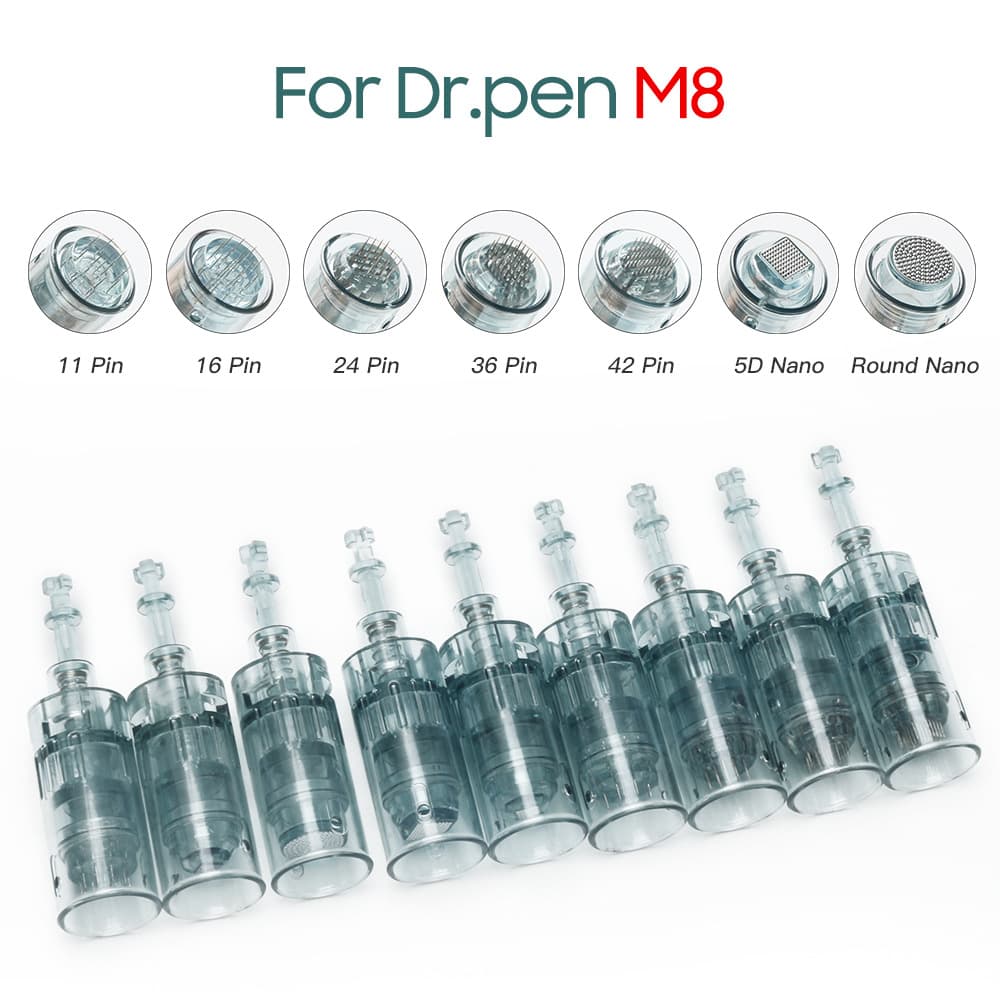 Cross-Border Little Black Pen M8 Electric Microneedle Device Import Consumables 11 Needle Bayonet Round Nano Electric Microneedle M8 Head