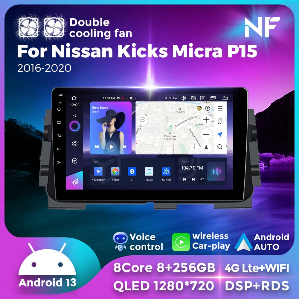 Suitable for Nissan Kicks Micra P15 2016-2020 modified Android system Bluetooth Carplay navigation screen