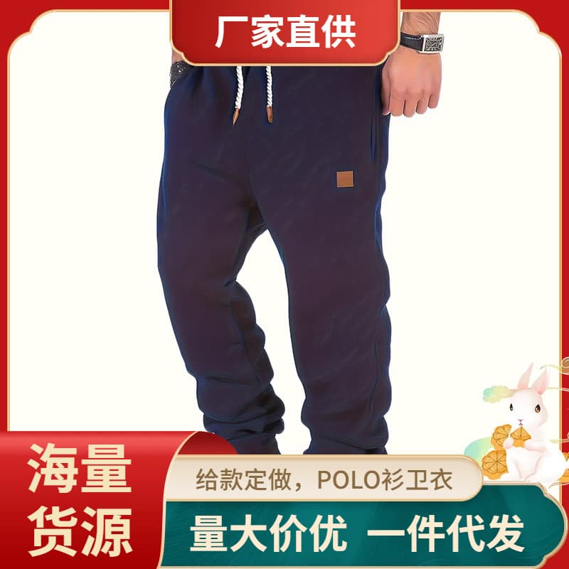 Cross-Border Foreign Trade Spring and Autumn Men's Casual Sports Pants Fleece-Lined Sweatpants Hip-Hop Loose Fashionable Men's Warm Pants