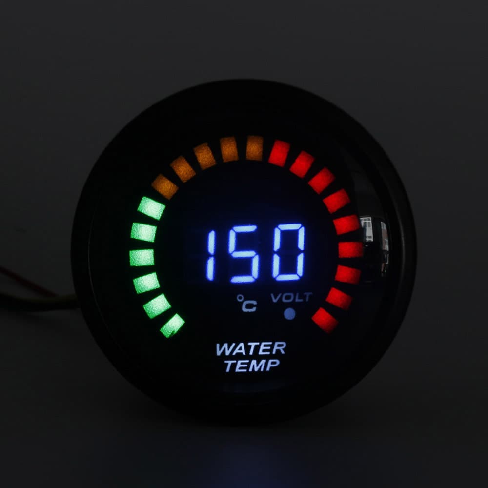 Car Modification Dashboard Water Temperature Gauge 12V 2-inch 52mm Digital Display LED Scale Universal Car Water Temperature Gauge
