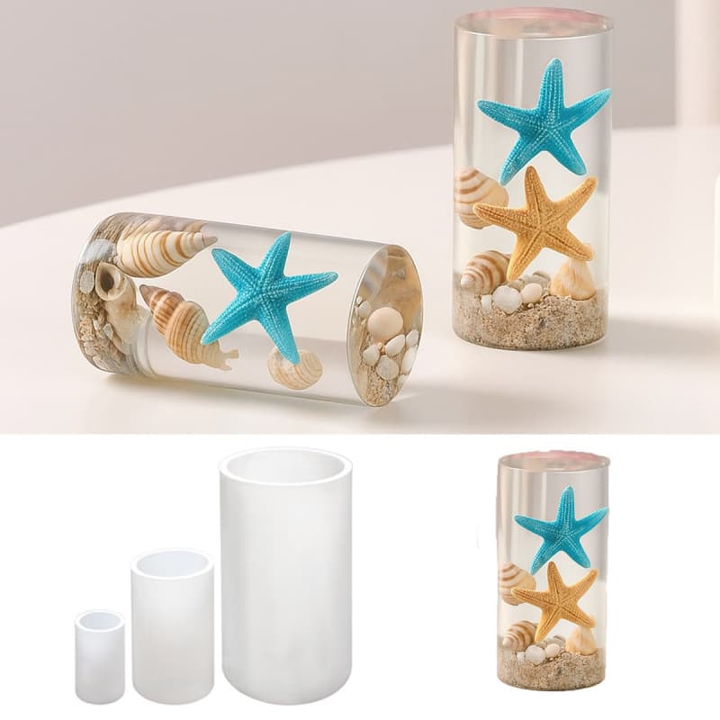 Cross-border DIY High-Gloss Cylinder Silicone Mold for Crystal Resin Starfish Dried Flower Specimen Making