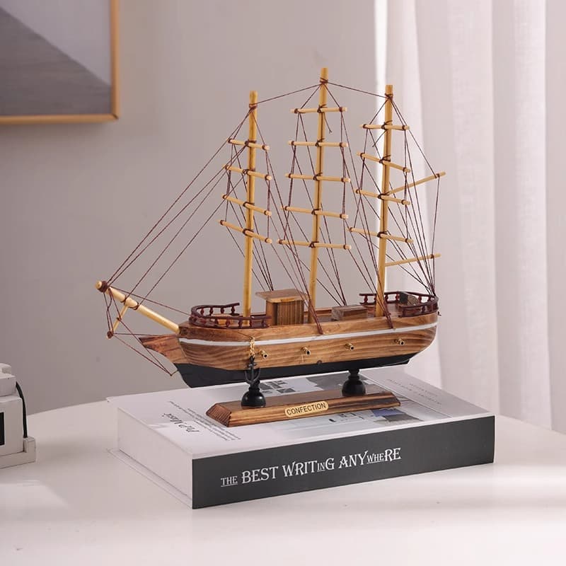 Sourcing Sailboat Ornament, Graduation Season Wooden Craft Model, Living Room Opening Ceremony Lucky Decoration, Wooden Sailboat