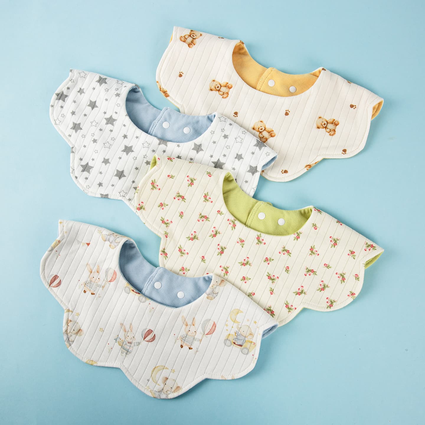 Newborn Bibs Pure Cotton Type A Petal Saliva Wipes Baby Food Supplement Waterproof and Anti-Dirty Bibs Double-Sided Rotatable