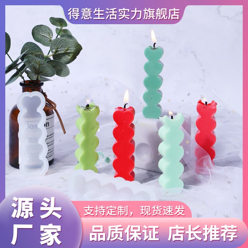 Deyi Life DIY Epoxy Mold 5-Connection Heart Candle Silicone Mold New Product Atmosphere Candle Ambiance