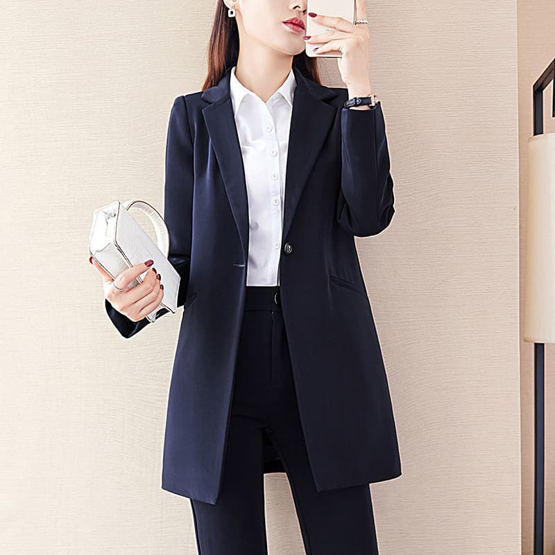 899 Casual Blazer for Women Plus Size Loose Slimming Mid-Length Black Blazer to Cover Belly Autumn New Style