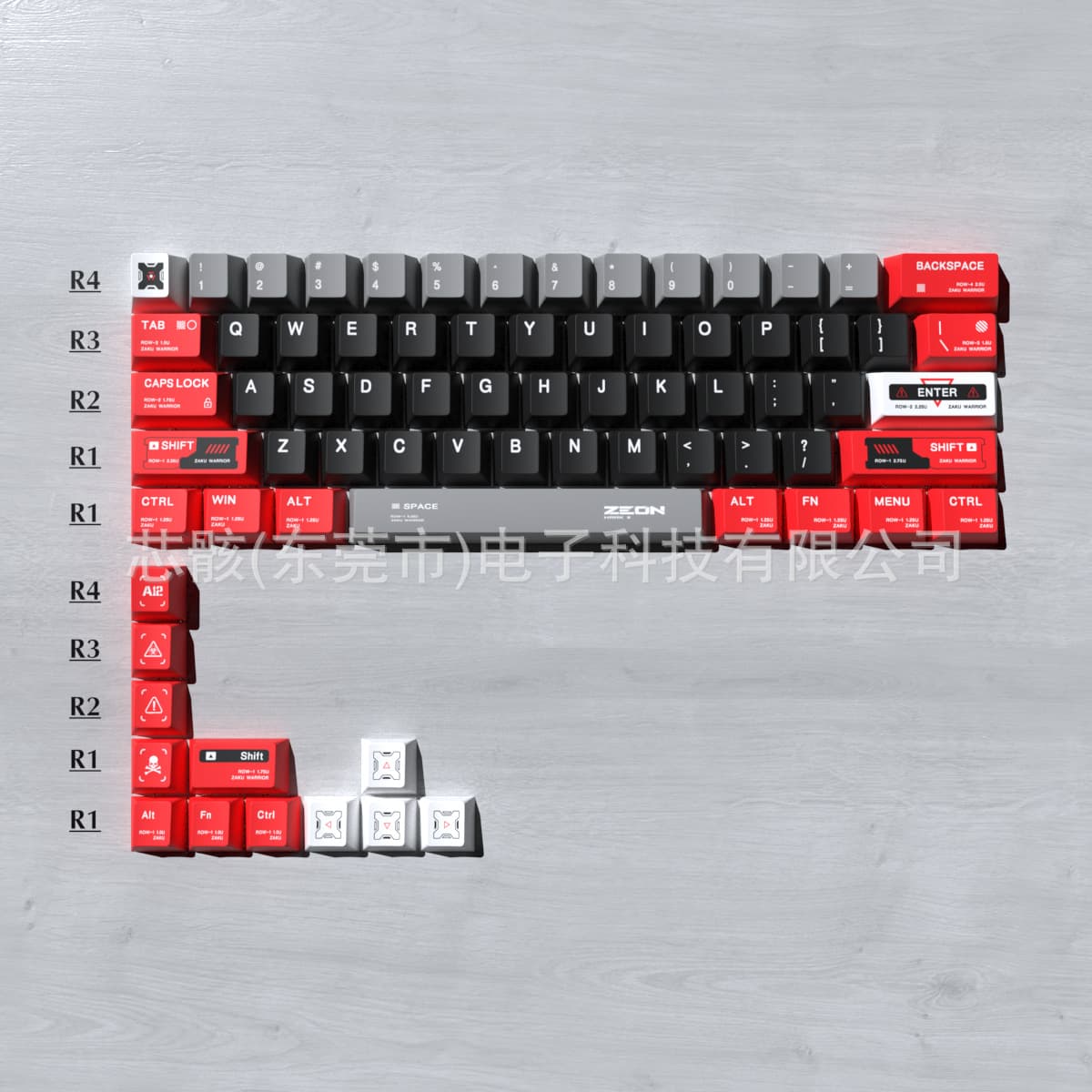 ZAKU Red Zaku Original Height Keycaps Custom Keyboard Keycaps Wooting Magnetic Axis Night Demon