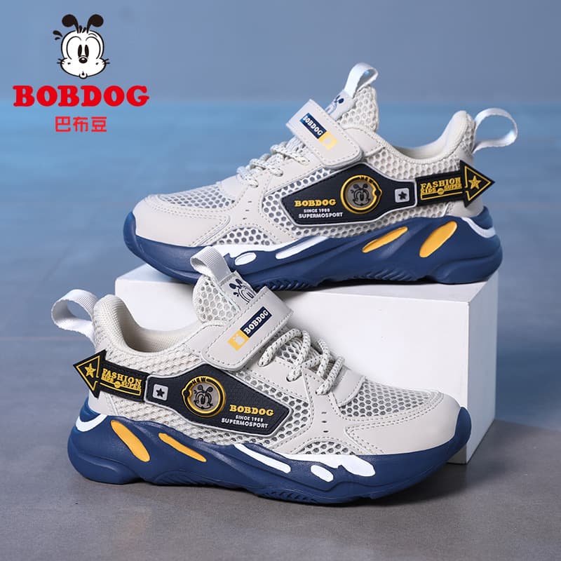 Bobdog Boys' Shoes 2026 New Spring/Summer Breathable Single-Mesh Shoes Boys Hollow Mesh Children's Sports Shoes