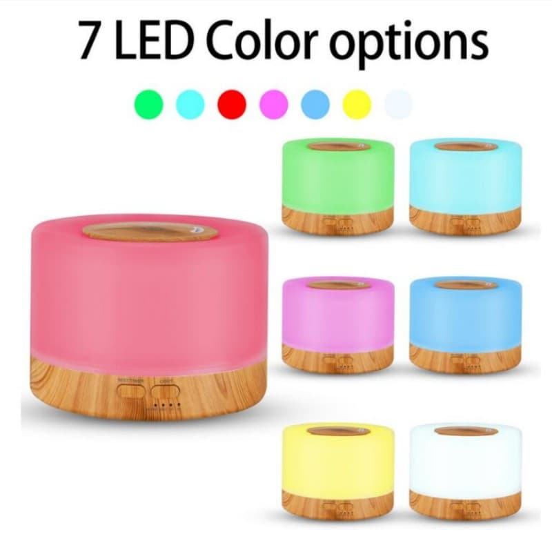 700ML Wood Grain Humidifier for Home Desktop, Silent Aromatherapy Diffuser with Colorful Ambient Light, Remote Control and Timer
