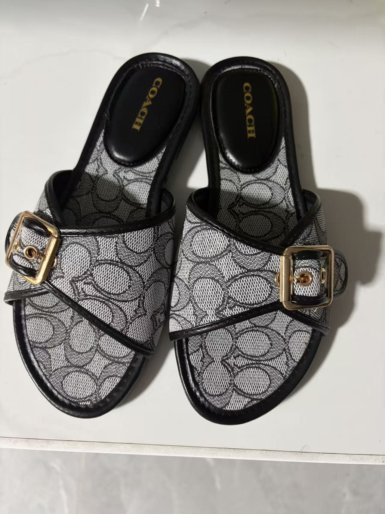 Style C Cross-border Trade Women's Seaside Flat Fashionable Versatile Chanel-style Metal Buckle Sandals