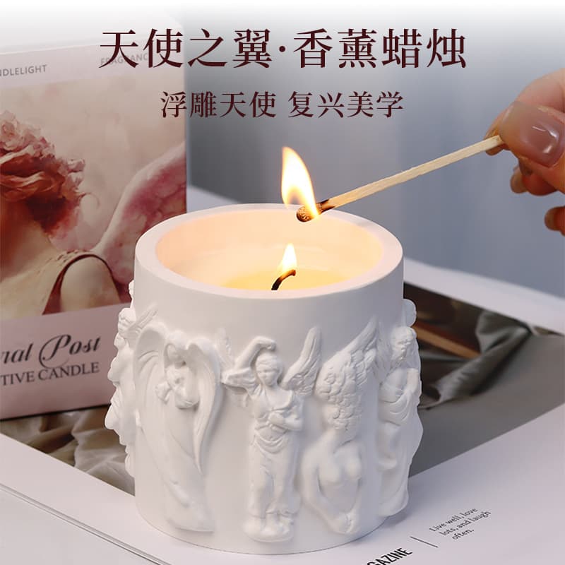 European relief gypsum cup aromatherapy candle smokeless soy wax household fresh bedroom fragrance gift ornaments essential oil