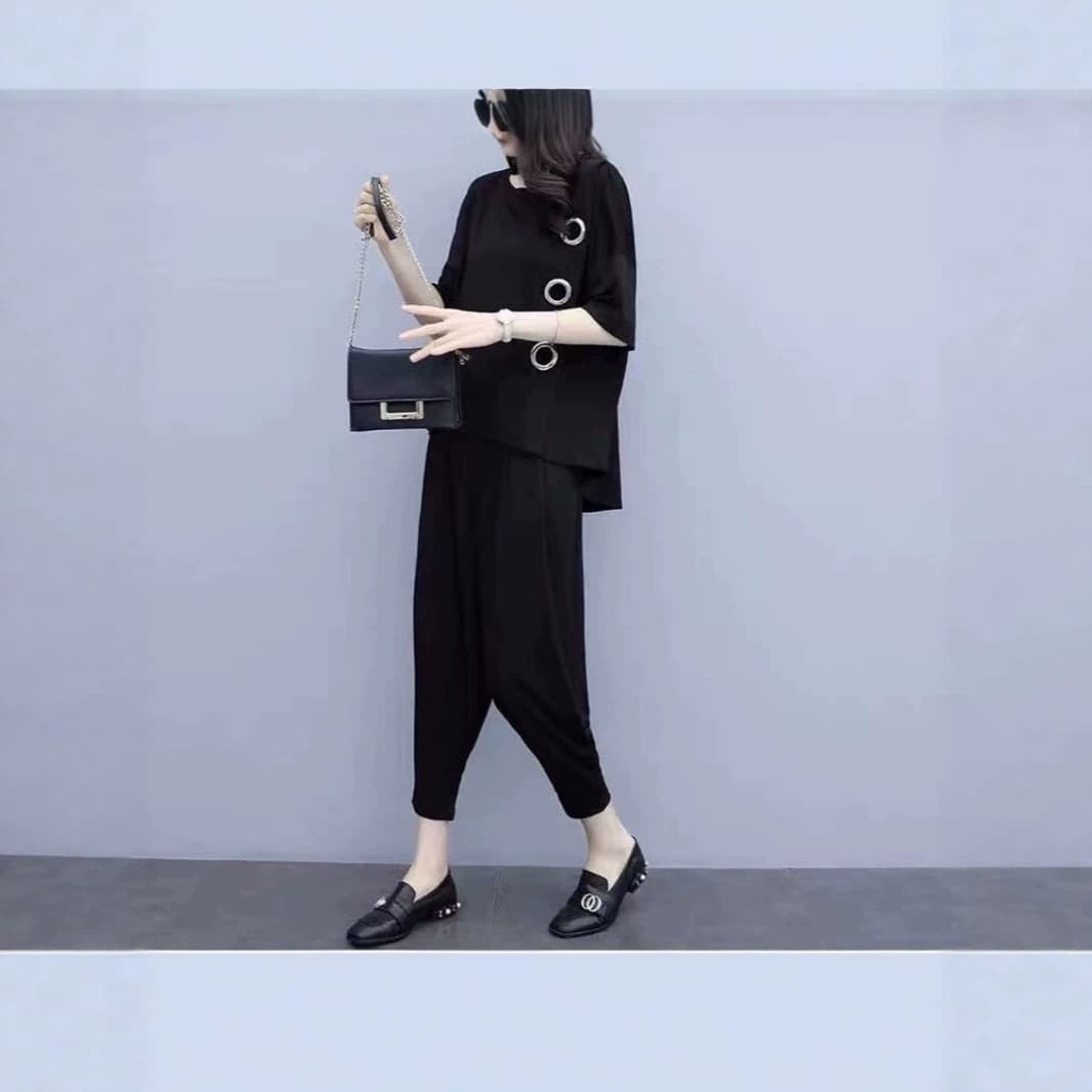 Clothing Factory Workwear Plus Size Harem Pants Summer New Style Elegant Slimming Flattering Two-Piece Set for Women