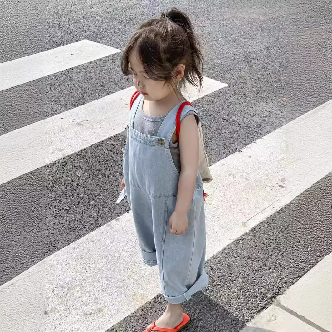 Dropshipping 2024 Spring/Summer New Korean Style Denim 7/8 Length Overalls with Tank Top