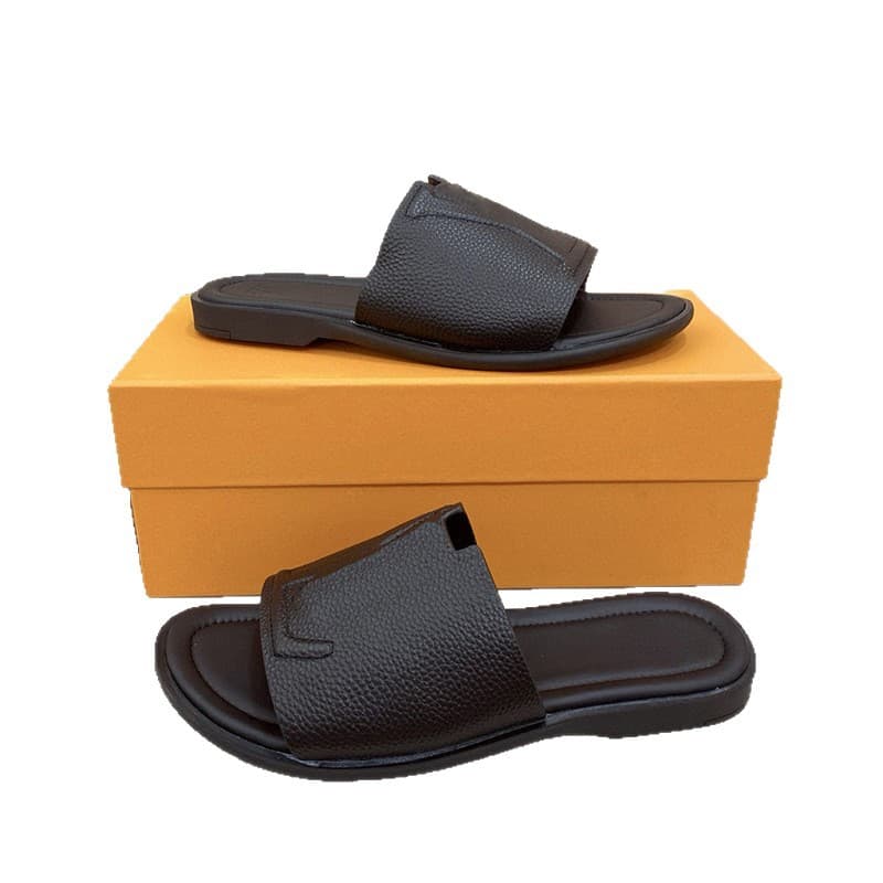 Cross-border Large Size Genuine Leather Soft Sole Men's Slippers High-end Luxury Casual Flip-flops Vietnam Rubber Slide Sandals