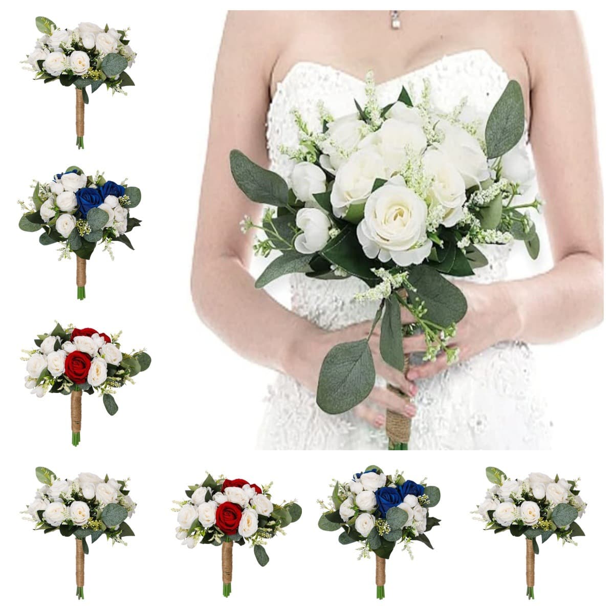 Amazon Hot Sale Rustic Style Wedding Bouquet For Bride Bridesmaid Handheld Flowers Country Style Wedding Floral Arrangement