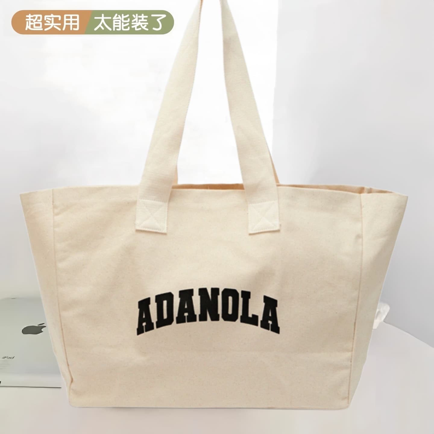 ‌European and American style large-capacity INS letter printed canvas tote bag, simple and fashionable women’s tote bag, travel shopping