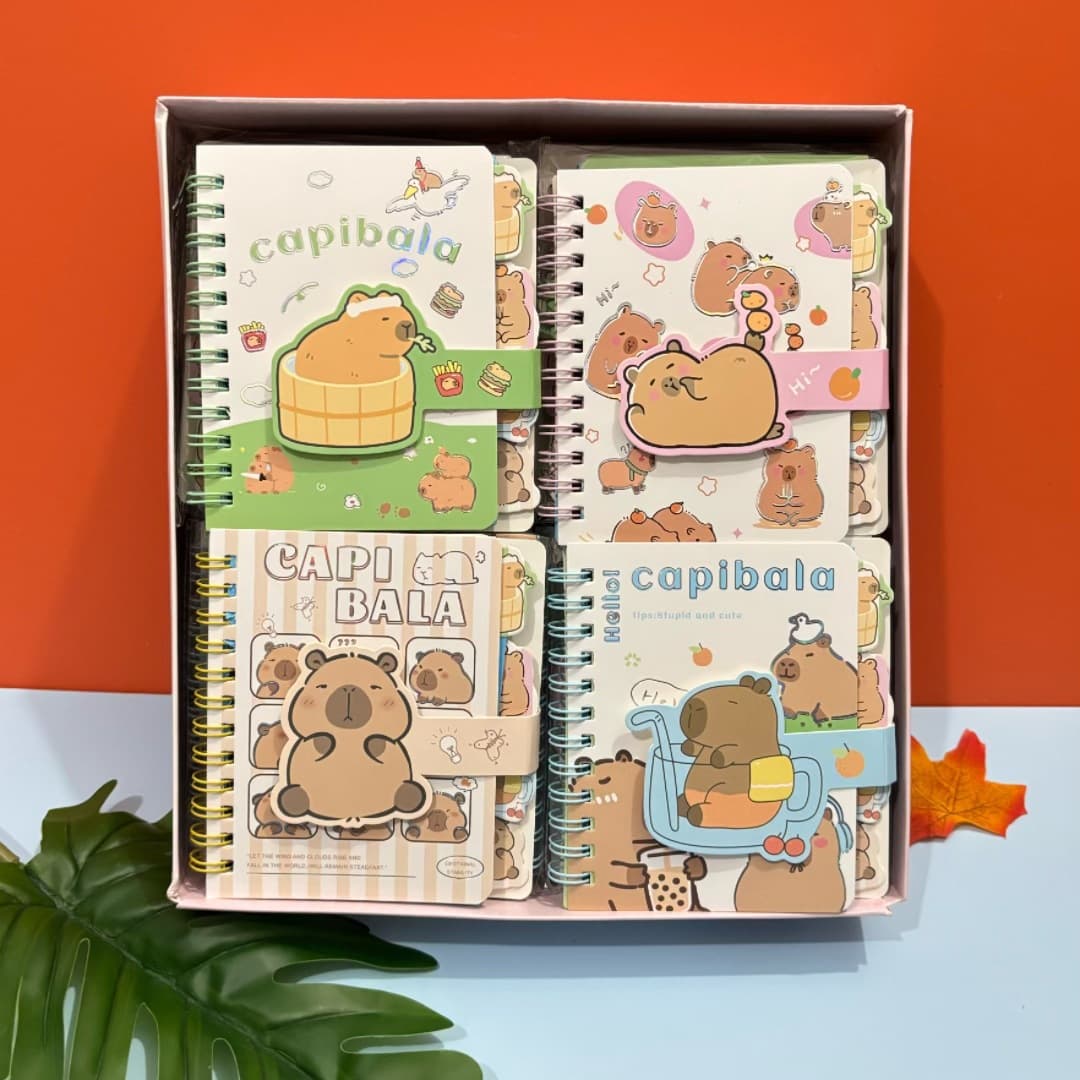 Foreign trade Kapibara categorized spiral notebook high-value pufferfish divider notebook student loose-leaf notebook prize gift