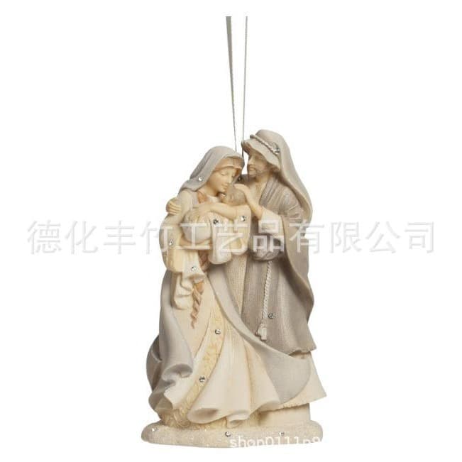 Resin Figurine Riding Donkey Ornament Statue Holy Family Stone Resin