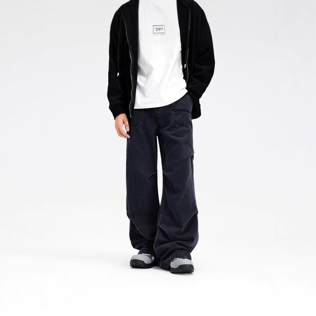 Casual Straight-Leg Bootcut Jeans for Men, Loose Wide-Leg Pants, Men's Long Pants, Classic Youth Men's Casual Pants