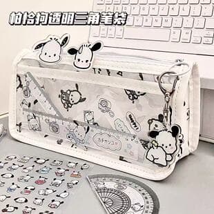 Pochacco Translucent Pencil Case Double-Layer Large Capacity Student Stationery Bag Japanese-Style High-Aesthetic Girls' Stationery Organizer
