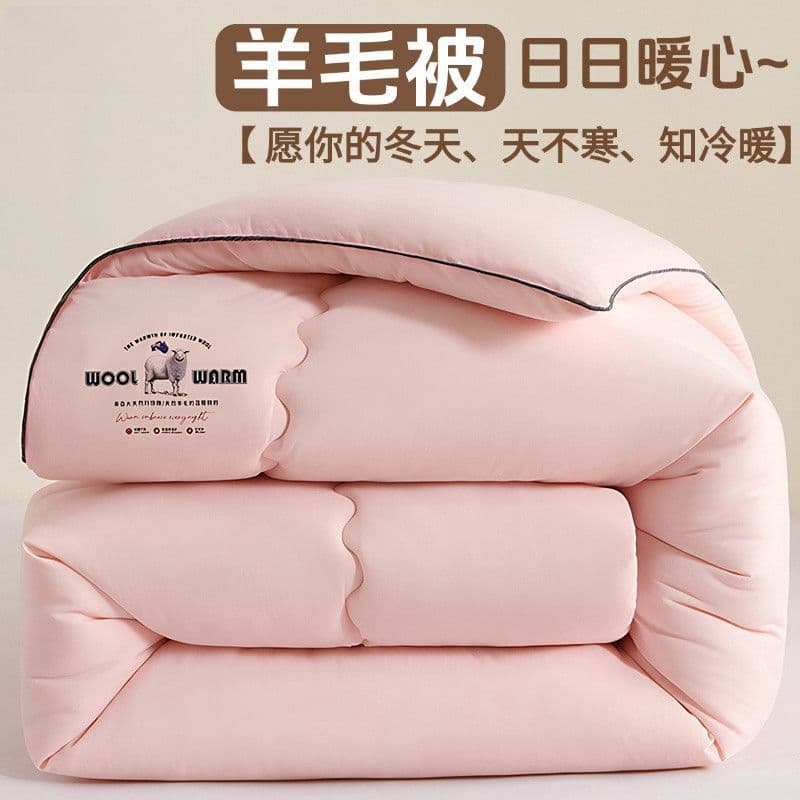 Winter Wool Blanket Pure Wool Quilt Thick Warm Winter Quilt Spring Autumn Quilt Core Double Bed Cashmere Blanket Single Student Blanket