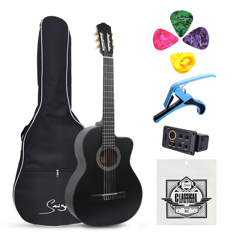 39-inch Classical Guitar Set with Cutaway Body, Electric-Acoustic, Spruce Top, Nylon Strings, Cross-Border E-commerce Manufacturer