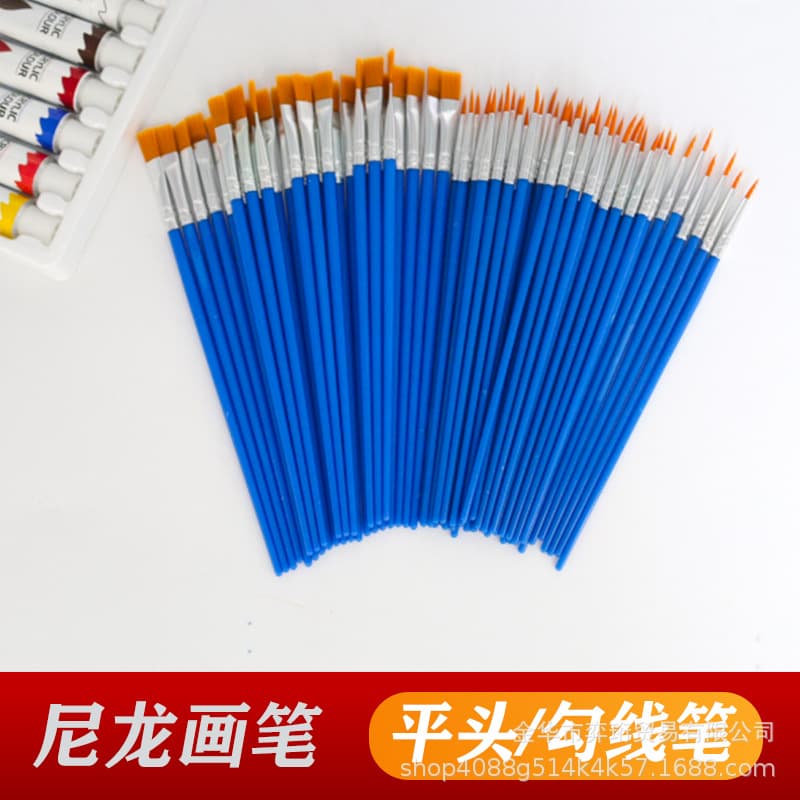 Factory Wholesale Nylon Paint Brushes Oil Brushes Paint by Numbers Acrylic Gouache Watercolor Flat Brushes Liner Brushes Plaster Figurines