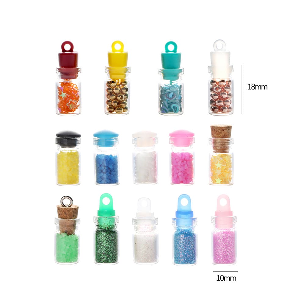 Cross-border Exclusive Small Transparent Corked Bottle 10x18mm, In Stock 0.5ml Mini Drift Bottle, Multi-color Cap Options