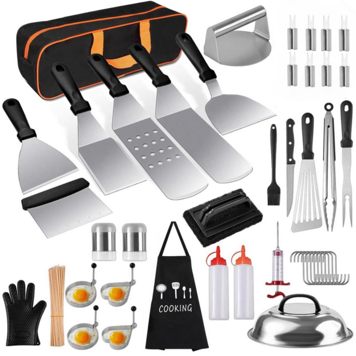 Best-selling stainless steel BBQ tool set, cooking spatula combo, outdoor camping BBQ multifunctional kit