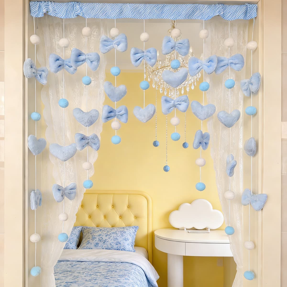 Blue God Home Door Curtain for Women's Bedroom, Tea Room Cozy Curtain, Entryway Curtain, Villa Decorative Curtain, Bathroom Curtain