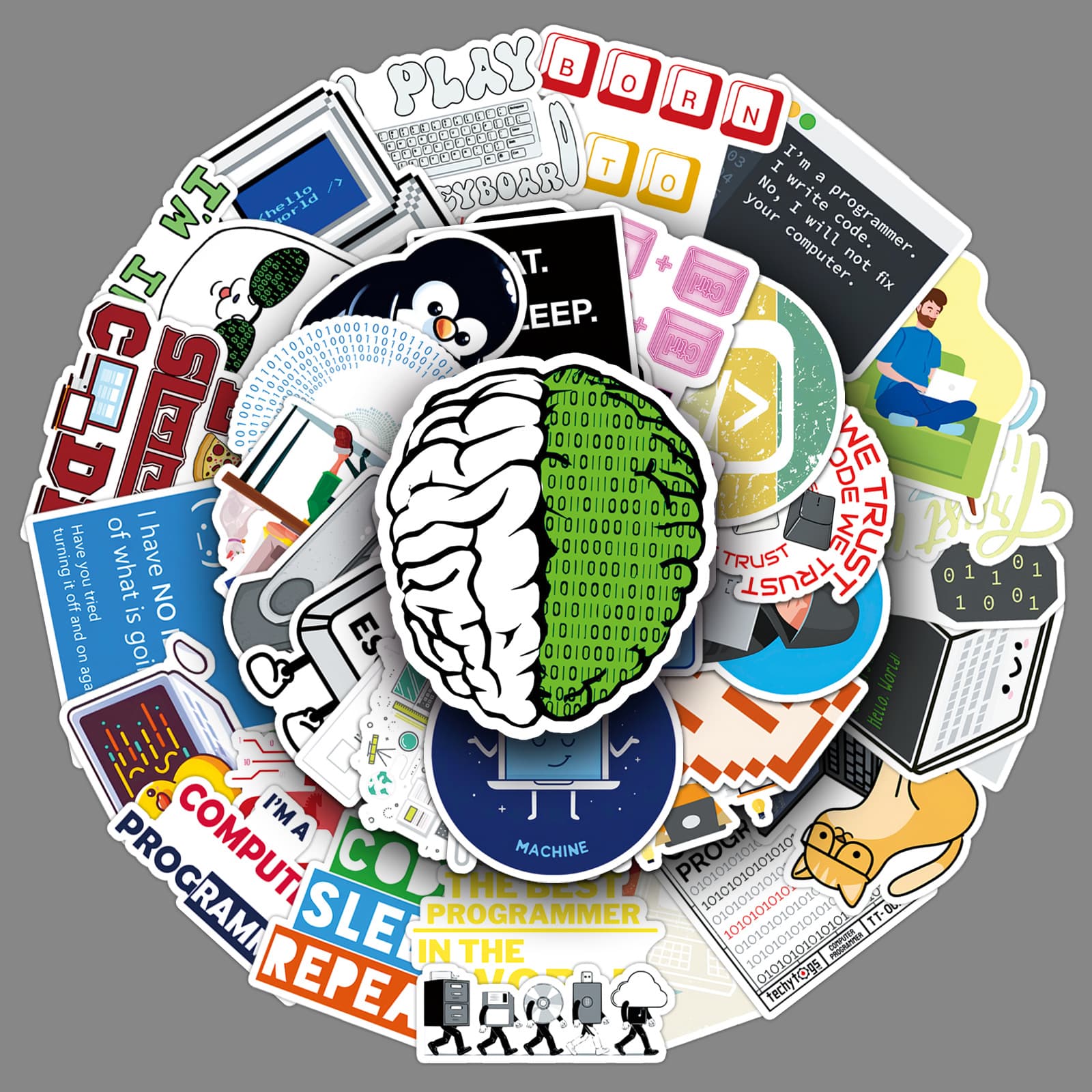 50 Programmer Graffiti Stickers Personalized Cross-border Hot Selling Creative Coding Professional Decorative Laptop Stickers