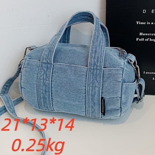 Cross-border cool and versatile distressed washed denim women's pillow bag literary and artistic small fresh shoulder crossbody bag women's bag