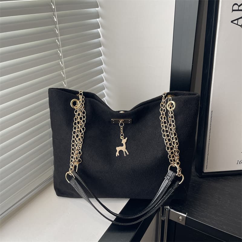 Retro Commuter Textured Chain Shoulder Bag for Women 2026 Matte New Stylish Deer Underarm Bag Tote Bag for Women